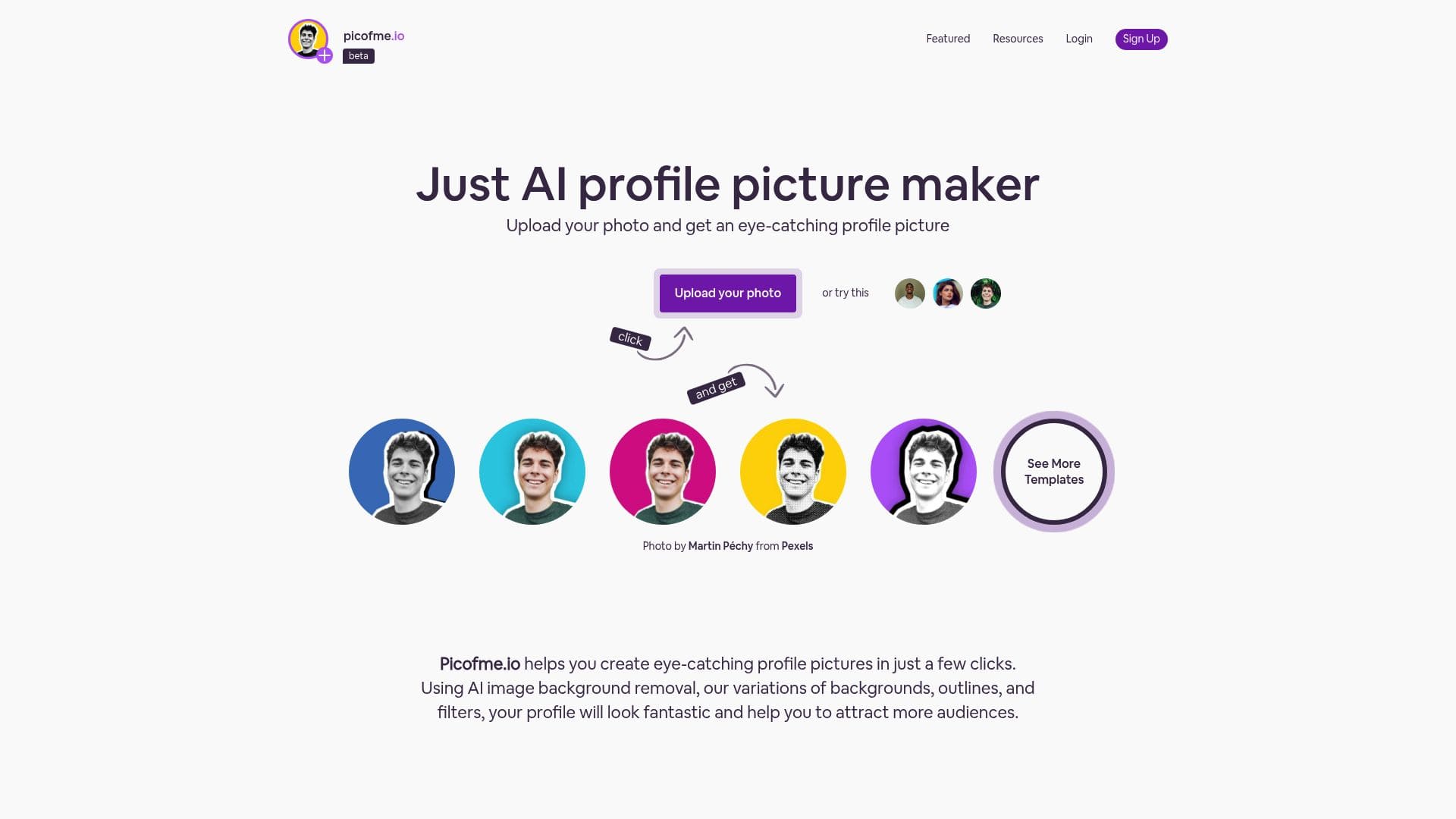 Picofme.io Screenshot